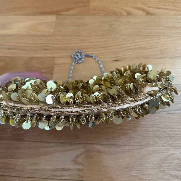 Gold Beaded Evening Bag with Chain Strap - Picture 12 of 13